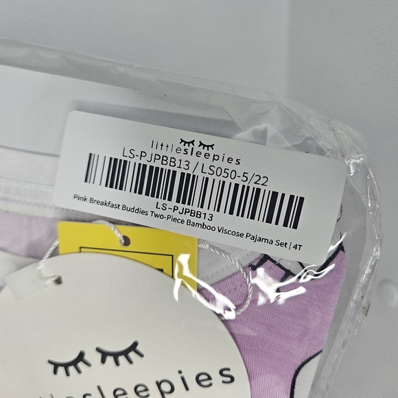 Little Sleepies Pink Breakfast Buddies Two-piece Pajama Set 4T New In Packaging. - Picture 3 of 5